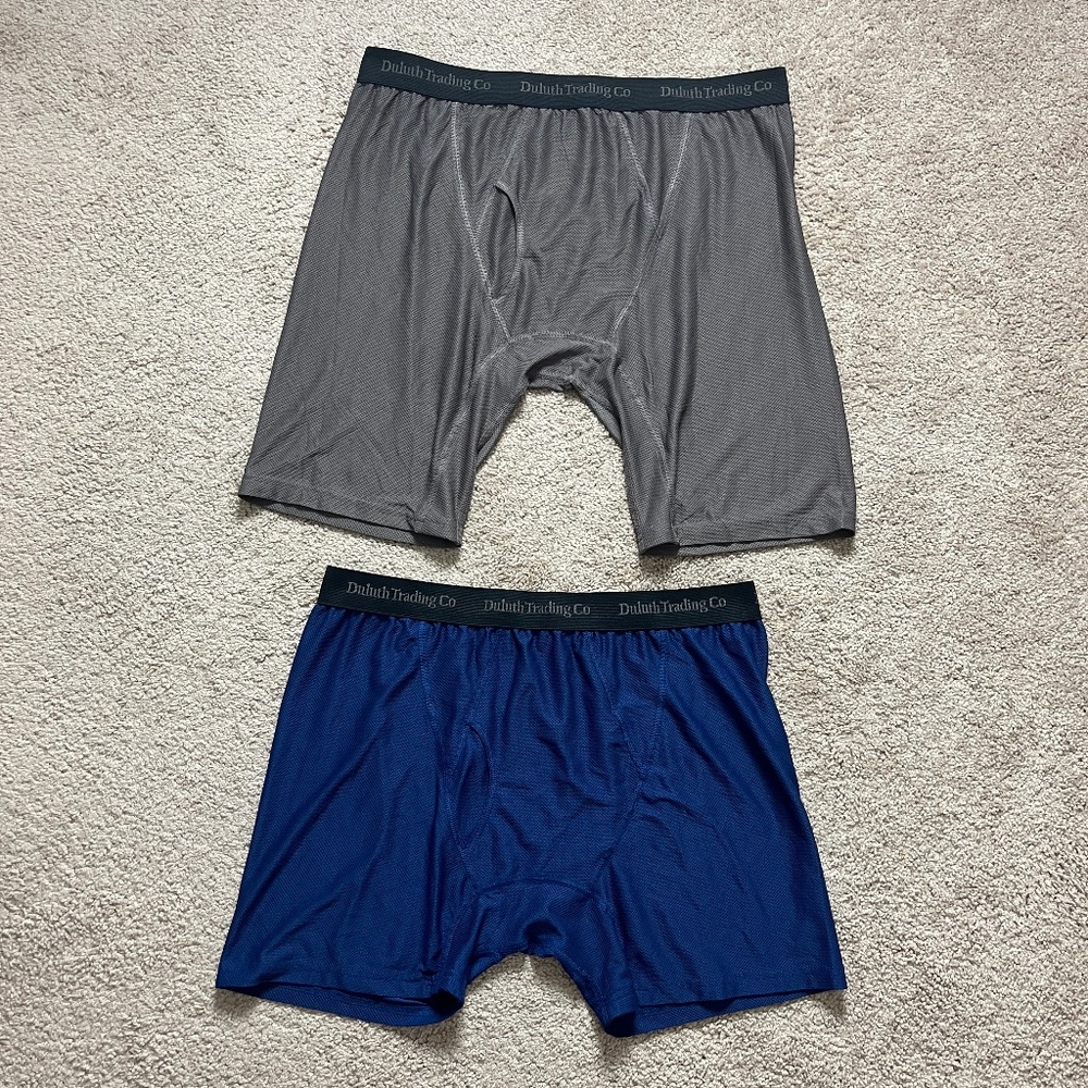 Lot of 2 Pairs Duluth Trading Co. Men’s XL Buck Naked Boxer Briefs Blue Gray